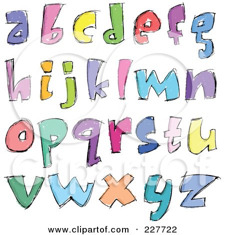 Digital Collage Of Colorful Sketched Lowercase Letter Designs Posters 