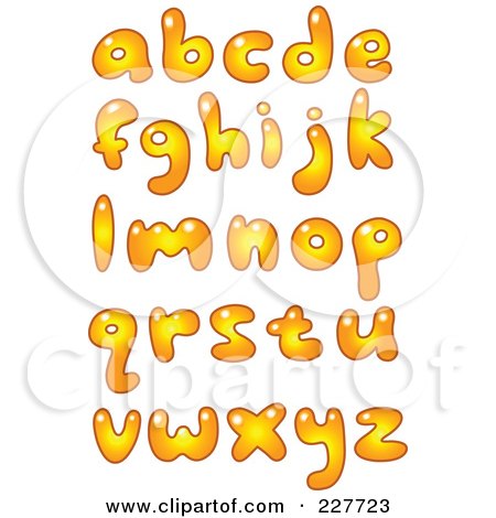 Digital Collage Of Gradient Orange Lowercase Bubble Letter Designs Posters