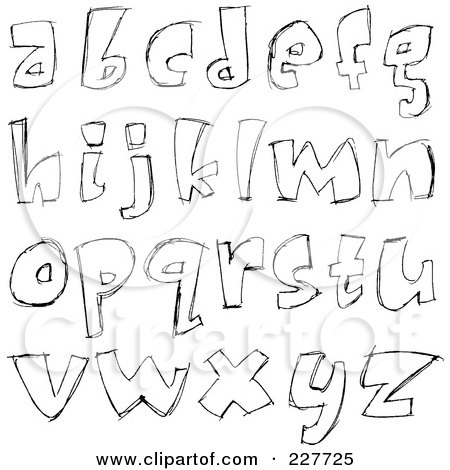 Digital Collage Of Sketched Lowercase Letter Designs Posters Art Prints