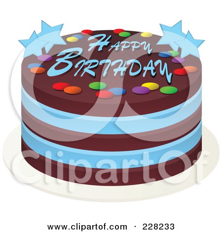Chocolate Birthday Cake on Blue And Chocolate Cake With Happy Birthday Text And Stars By Tonis
