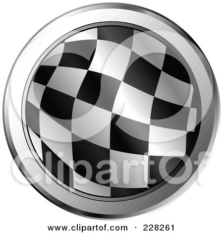 Auto Racing  Rules  Yellow Flag on Round Icon Of A Racing Flag With Chrome Trim