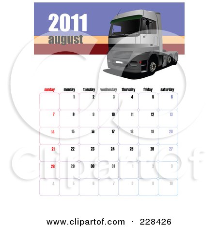 august 2011 calendar image. of an August 2011 Big Rig