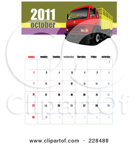 calendar october 2011. of an October 2011 Big Rig