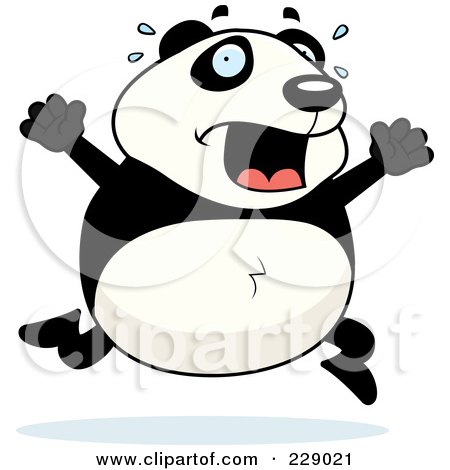 Cartoon People Running Scared. of a Panda Running Scared