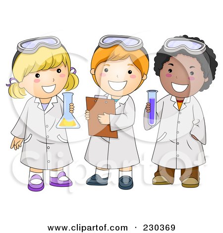 Royalty-Free (RF) Clipart Illustration of Diverse School Kids In Science Class by BNP Design Studio