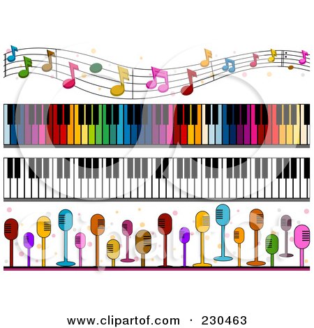 RF Clipart Illustration of a Digital Collage Of Music Border Designs