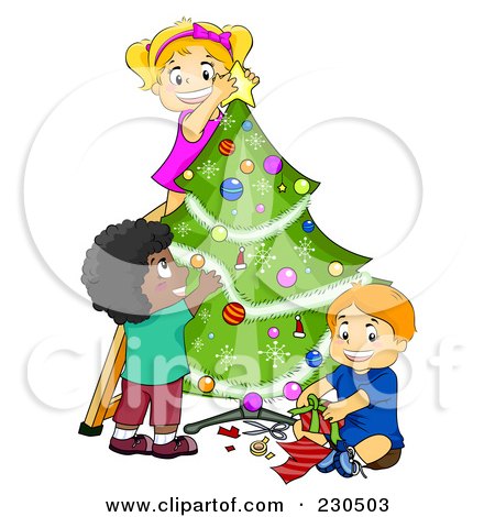 Free Tree Vector  on Free  Rf  Trimming A Christmas Tree Clipart  Illustrations  Vector