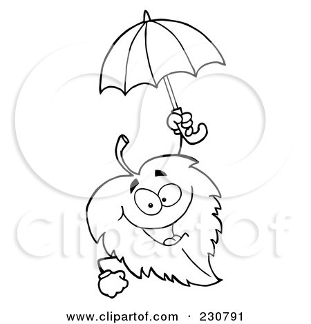 Leaf Coloring Pages on Of A Coloring Page Outline Of A Leaf Holding An Umbrella By Hit Toon