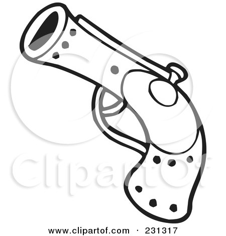 Royalty-free clipart illustration of a coloring page outline of a pirate gun 
