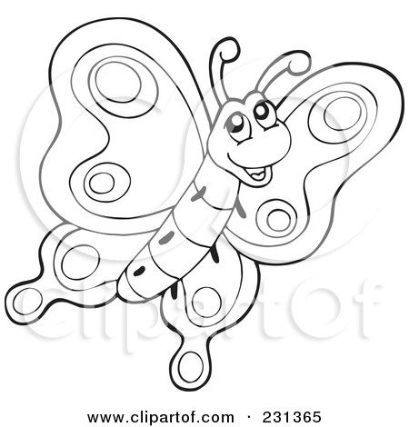 Butterfly Coloring Sheets on Illustration Of A Coloring Page Outline Of A Butterfly By Visekart