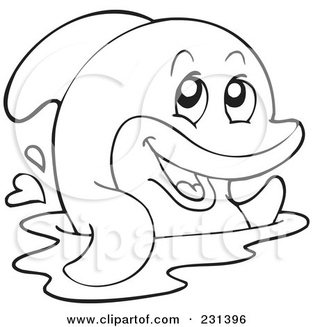 Dolphin Coloring Pages on Illustration Of A Coloring Page Outline Of A Happy Dolphin By Visekart