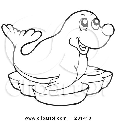 Printable Coloring on Coloring Page Outline Of A Happy Sea Lion Posters  Art Prints By