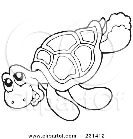 Turtle Coloring Pages on Of A Coloring Page Outline Of A Happy Sea Turtle By Visekart  231412