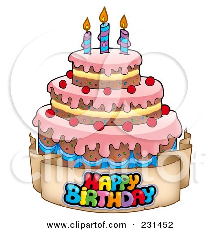 Clip  Birthday Cake on Of A Happy Birthday Banner Around A Cake With Candles   1 By Visekart