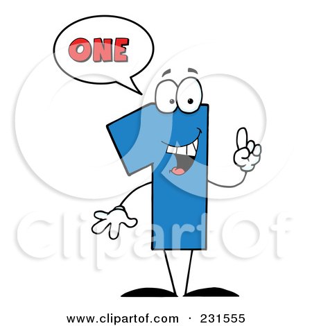 -Free (RF) Clipart Illustration of a Number One 
