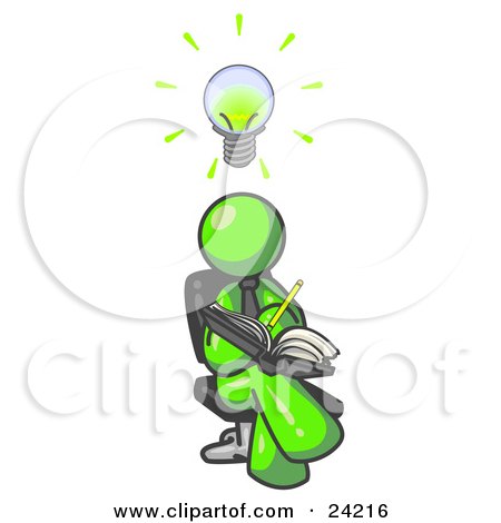 Smart  on Clipart Illustration Of A Smart Lime Green Man Seated With His Legs