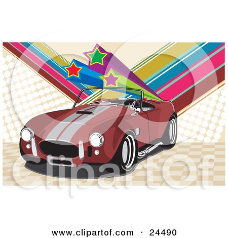 Clipart Illustration of a Red 1960 Ac Shelby Cobra Car With A Convertible