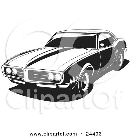 Clipart Illustration of a 1968 Pontiac Firebird As Seen From The Front 