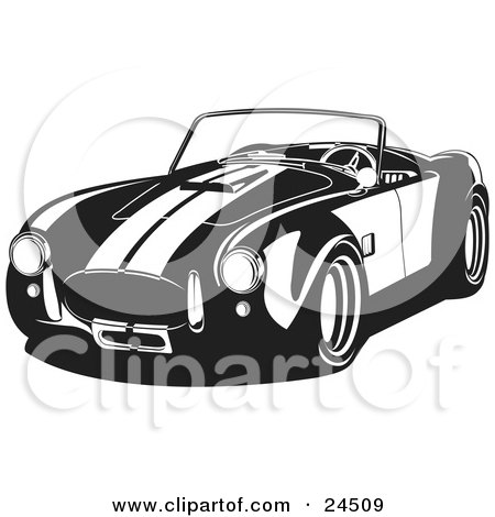 Clipart Illustration of a Convertible 1960 Ac Shelby Cobra Car With Racing