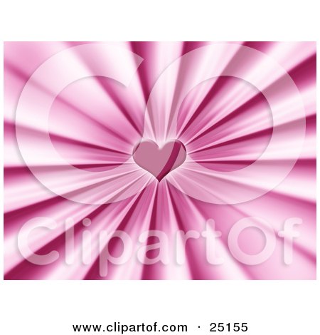  of a pretty pink love heart in the center of a bursting background.