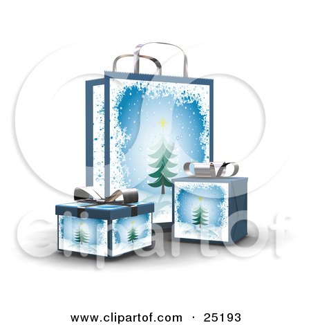 Royalty-free 3d holiday clipart picture of wrapped Christmas presents in 