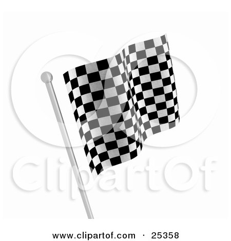 Royalty-free 3D render sports clipart picture of one checkered racing flag 