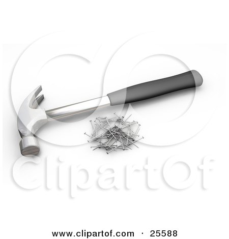 Royalty-free 3d clipart industrial picture of a black handled hammer with a 