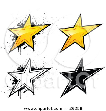 black stars clipart. Black Grunge Styled Stars