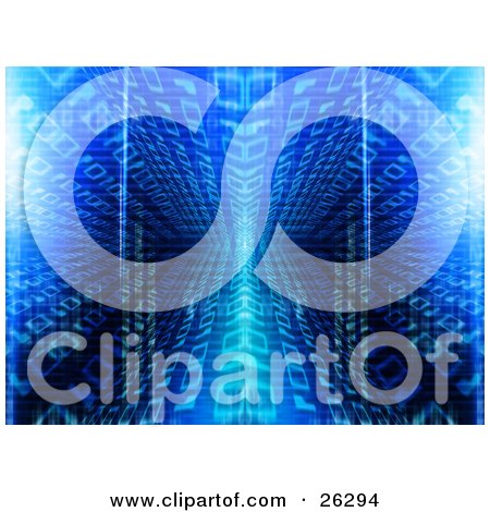 Blue Binary Code Background Of Zeros And Ones In A Mirrored Vortex