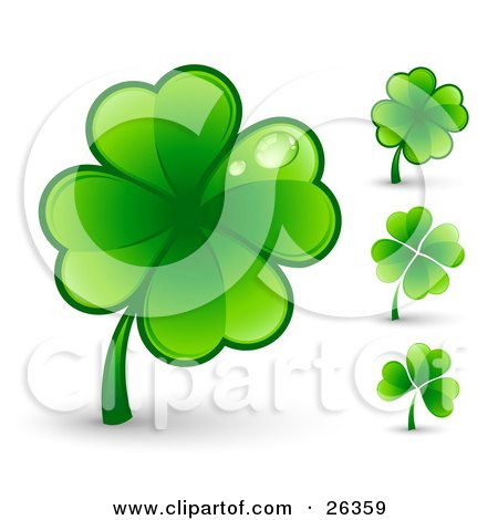 Royalty-free holiday clipart picture of a big green four leaf clover 