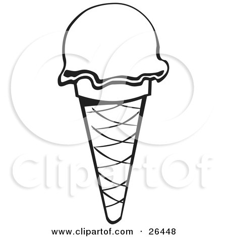  Cream Coloring Sheets on Single Scoop Waffle Ice Cream Cone In Black And White By David Rey