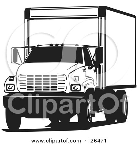 Truck Coloring on Clipart Illustration Of A Big Delivery Truck Parked  In Black And