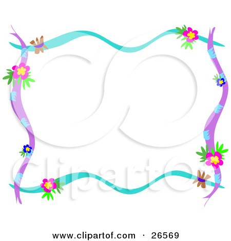 Floral Tattoos on Clipart Illustration Of A Stationery Border Of Blue And Purple