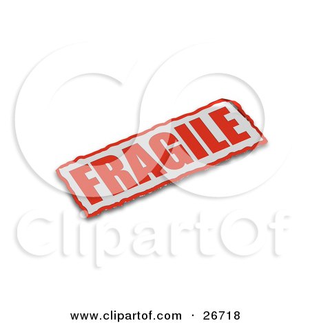 Fragile Funny Sticker on Red And White Fragile Sticker On A White Background By Kj Pargeter