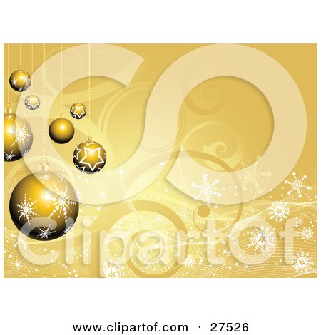Royalty-free christmas clipart picture of a group of gold snowflake 