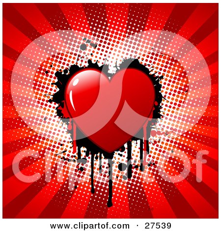 Royalty-free valentines day holiday clipart picture of a red bleeding heart 