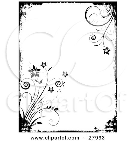 Black And White Flowers Background. a Black And White Grunge