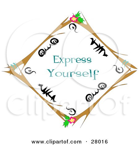 Royalty-free clipart picture of a brown twig diamond border with black 