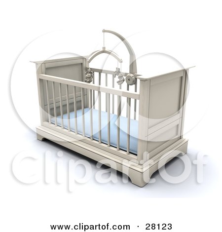  on White Boy S Baby Crib In A Nursery With A Blue Pad And Teddy Bear