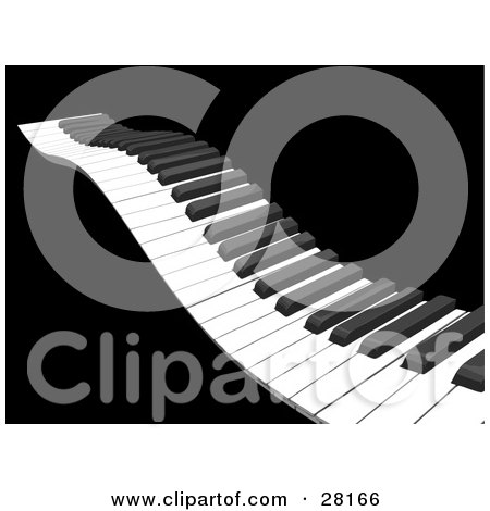 Royalty-free music clipart picture of a waving piano keyboard with white and 