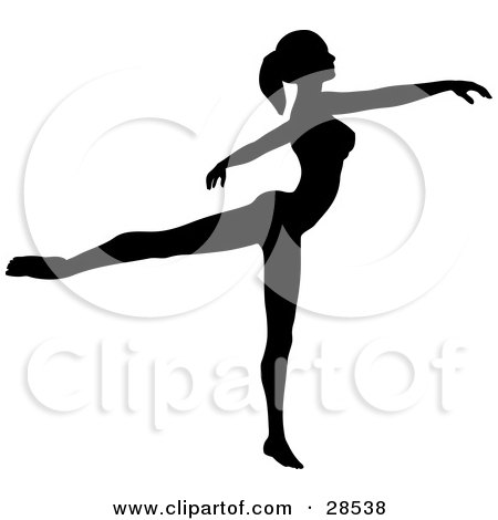 Clipart Illustration of a Silhouetted Ballerina Standing On Her Toes With