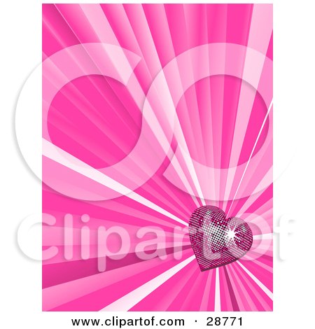 Clipart Illustration of a Vertical Bursting Pink Background With A Shiny 