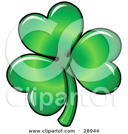 Royalty-free Irish clipart picture of green three leaved shamrock clover 