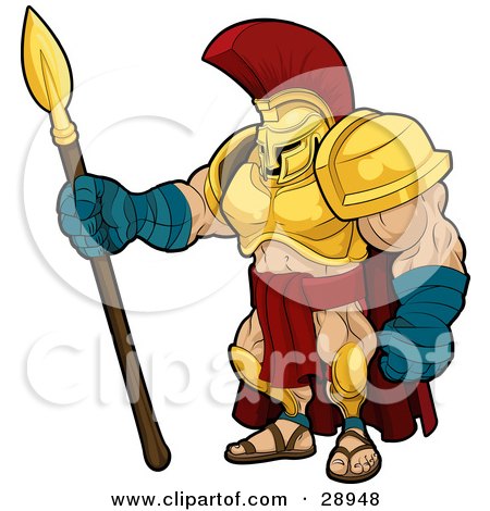 28948-Clipart-Illustration-Of-A-Muscular-Spartan-Or-Trojan-Gladiator-Warrior-In-Golden-Armor-Standing-With-A-Spear.jpg