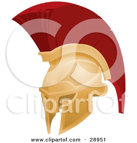 Clipart Illustration of a Tough Spartan Warrior Running Forward With A 