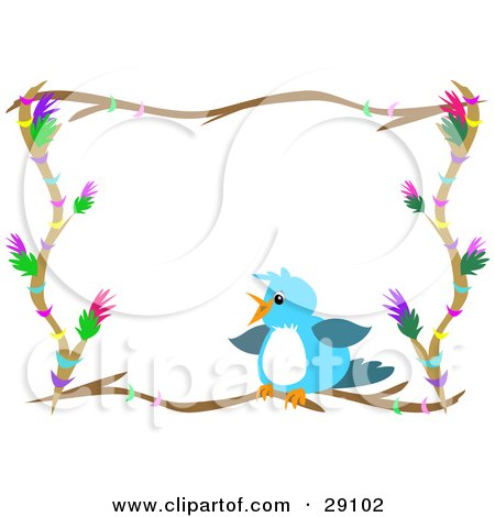 Royalty on Clipart Illustration Of A Cute Blue Bird Perching On A Stationery