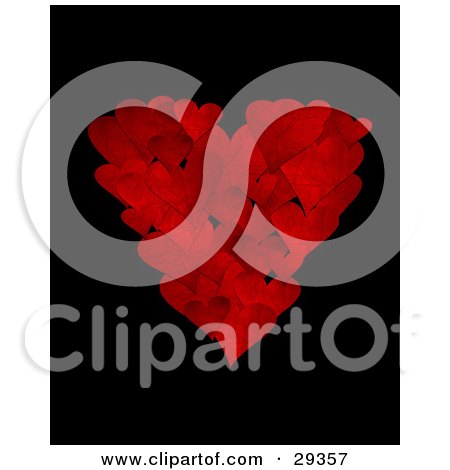 love heart black background. Cluster Of Textured Red Hearts