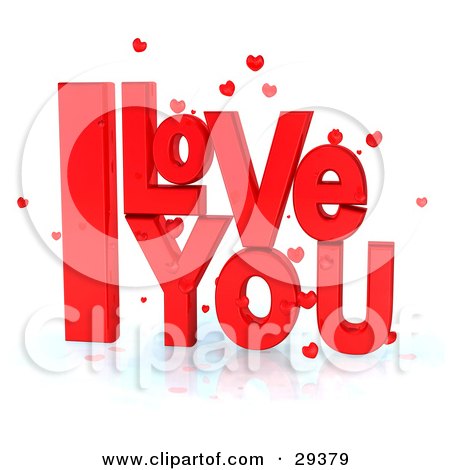 Love  Coloring on Bright Red I Love You Text With Little Hearts On A Reflectiv    By