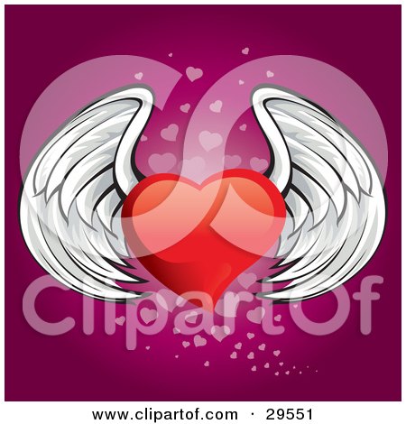 Royalty-free valentine's day clipart picture of a winged red heart flying 