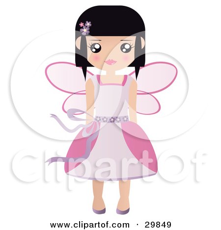 Black Halo Dress on Clipart Illustration Of A Black Haired Fairy Woman In A Pink Dress And
